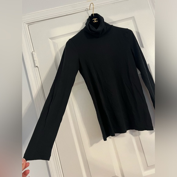 J Crew Cotton Turtleneck Top Black Long Sleeve Cotton size Small - Picture 5 of 6